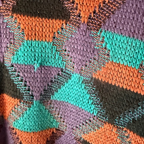 Vintage 80s Saturdays Explosive‎ Sweater Geometric Triangle Pattern Grandpa Core - Picture 4 of 9